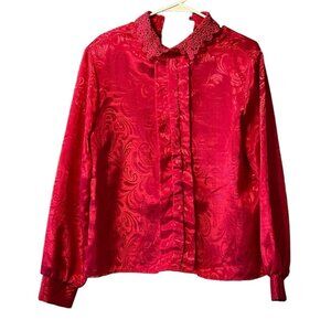 Charolette  VanHorne Pink Blouse Size 14 Vintage Formal Classic Gala‎ Designer